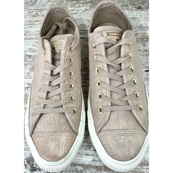 Converse CTAS Precious Metal Suede Lo Shoe Sneaker Women's 8 Taupe Metallic - Picture 12 of 13